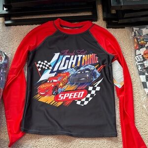 Disney Lightning McQueen Kids Rashguard - Red and Black